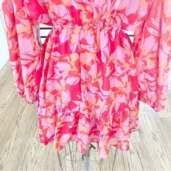 New Jessica Simpson Floral Cut Out Detail O Ring Flirty Vaca Cruise Fun Wear XL - Picture 4 of 4